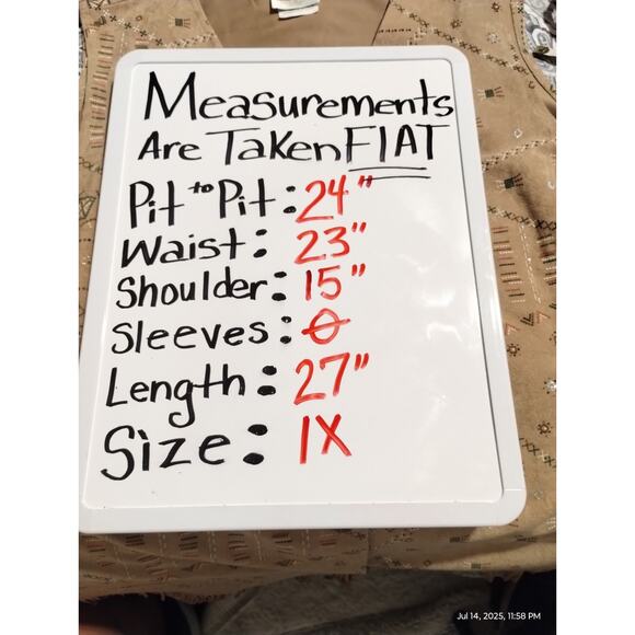 Bentley Plus Women's 1X Southwest Western Painted Aztec Fringe Country Vest - Picture 8 of 12